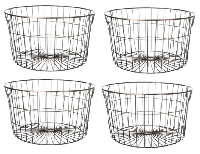 

Медные корзины для хранения с круглой проволокой-4 шт. в упаковке, корзина из ротанга для мебели, корзина для шляпы, органайзер, Симпатичные корзины для хранения