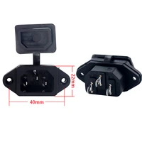 car ac power socket black c14 fixing screw 10a 250v with waterproof cover electric car battery charging connector plug