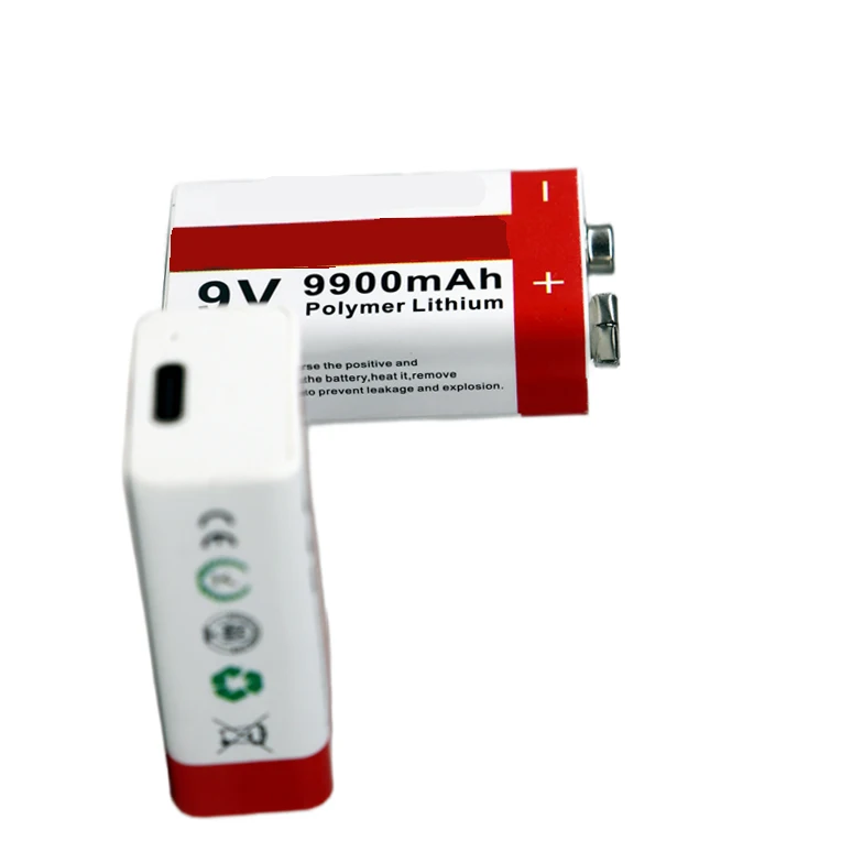 

9V USB Rechargeable Battery 6F22 Lithium Battery 9V Battery for Metal Detector Battery RC Helicopter Model Microphone Toy Type-c