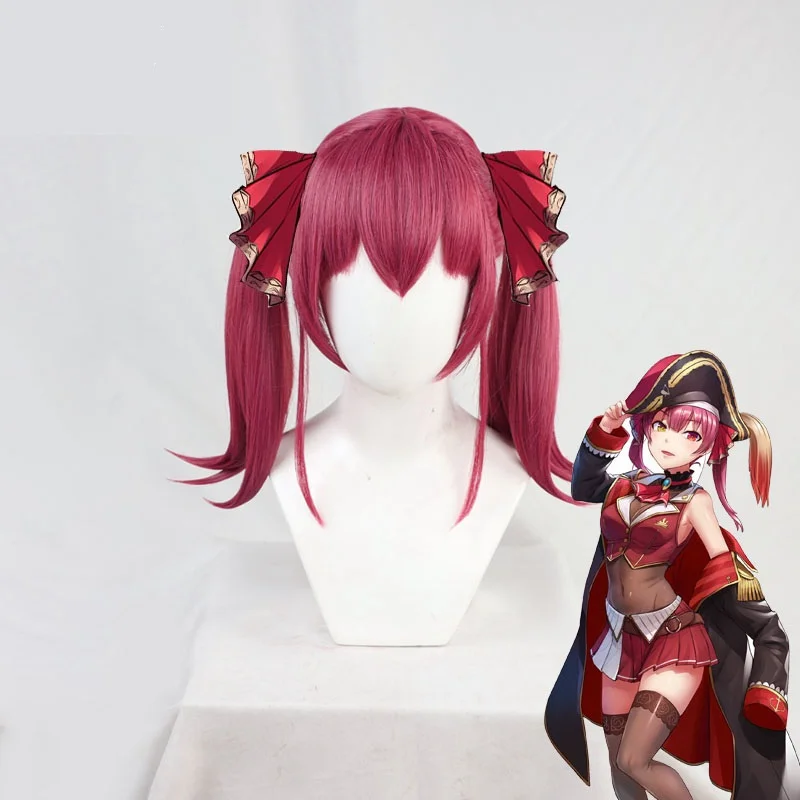 3 типа Hololive Vtuber Houshou Marine парик для косплея красные волосы двойной хвост
