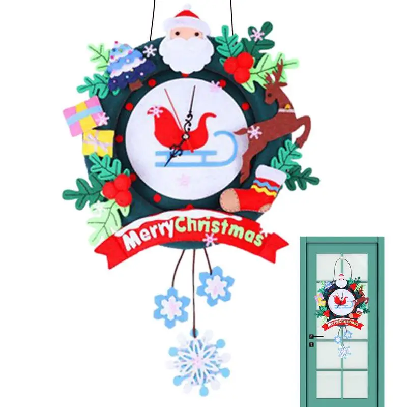 

Искусственный Рождественский венок из фетра с подсветкой, венок ручной работы «сделай сам» на Рождество, искусственный Рождественский венок для