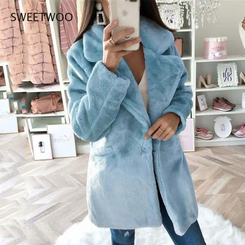 Warm Winter Coat Women Autumn Faux Fur Coat Female Long Coat Jacket Ladies Thicken Plush Fluffy Jacket Women 2021
