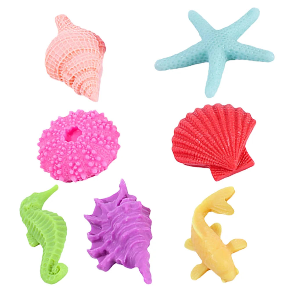 

7 Pcs Shell Tabletop Decor Ocean Theme Ornament Seashell Desktop Resin Miniature Conch Office Nautical Model Fancy Centerpieces