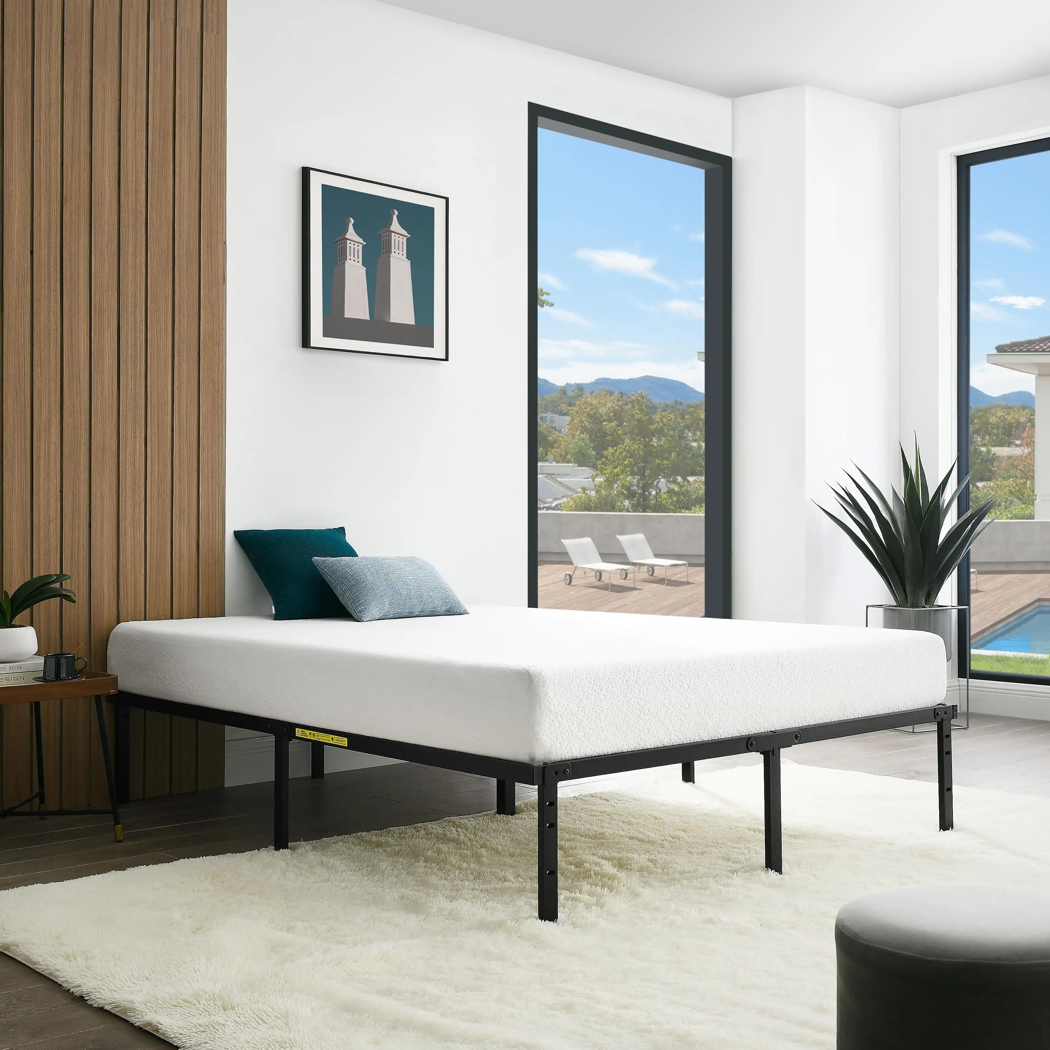 

14" Heavy Duty Steel Slat Full Platform Bed Frame, Black
