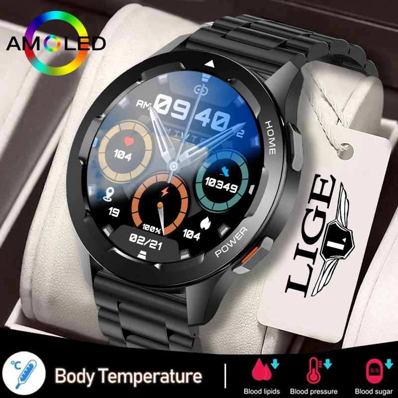 

Смарт-часы мужские с голосовым помощником, NFC, Bluetooth, AMOLED
