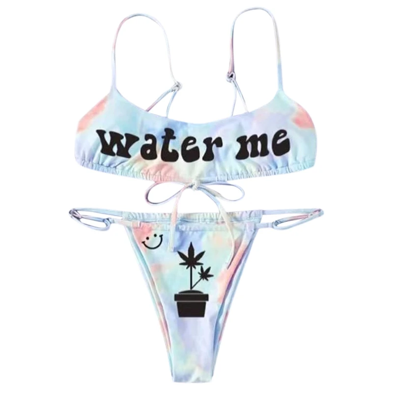 

Женский купальник-бикини из 2 предметов, сексуальный купальный костюм, бикини на бретельках, пляжная одежда