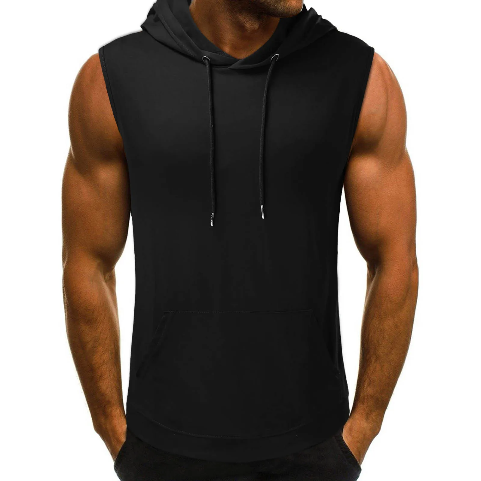 

Gyms Clothing Mens Bodybuilding Hooded Tank Top Sleeveless Vest Sweatshirt Fitness Workout Sportswear Summer Tops Male