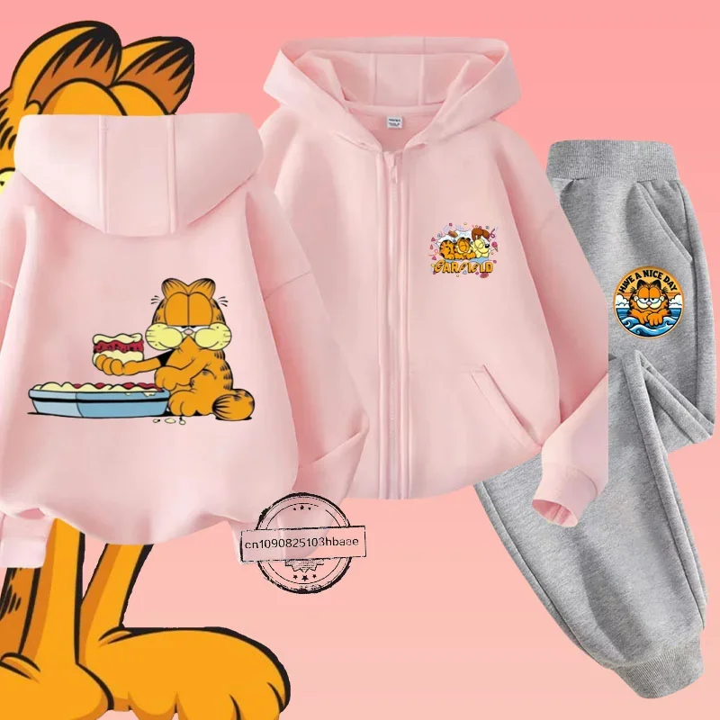Комплект Детской Одежды С Принтом Гарфилда На Молнии Длинными Рукавами