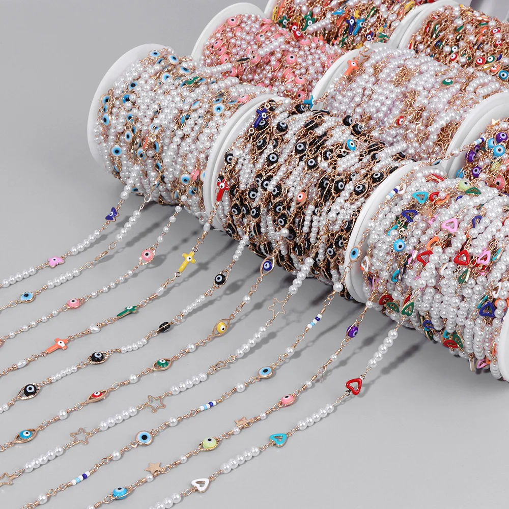 0 5/1 м Цепочка Из Бисера разные формы жемчужная эмалированная цепочка из бисера