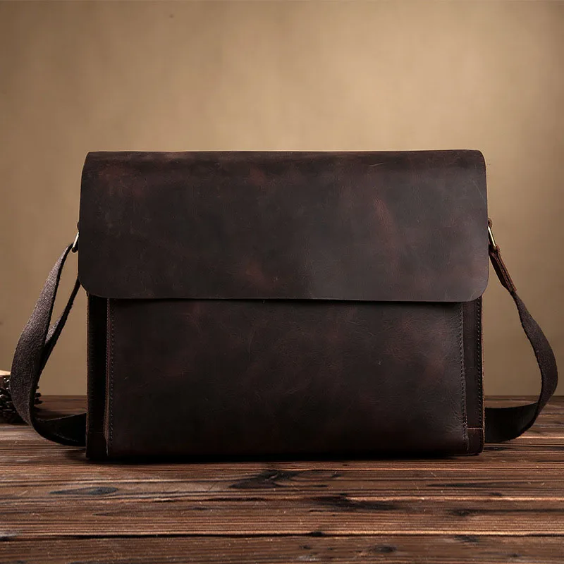 

AETOO Retro men's business briefcase Crazy Horse leather Messenger Bag casual Crossbody bag Computer bag