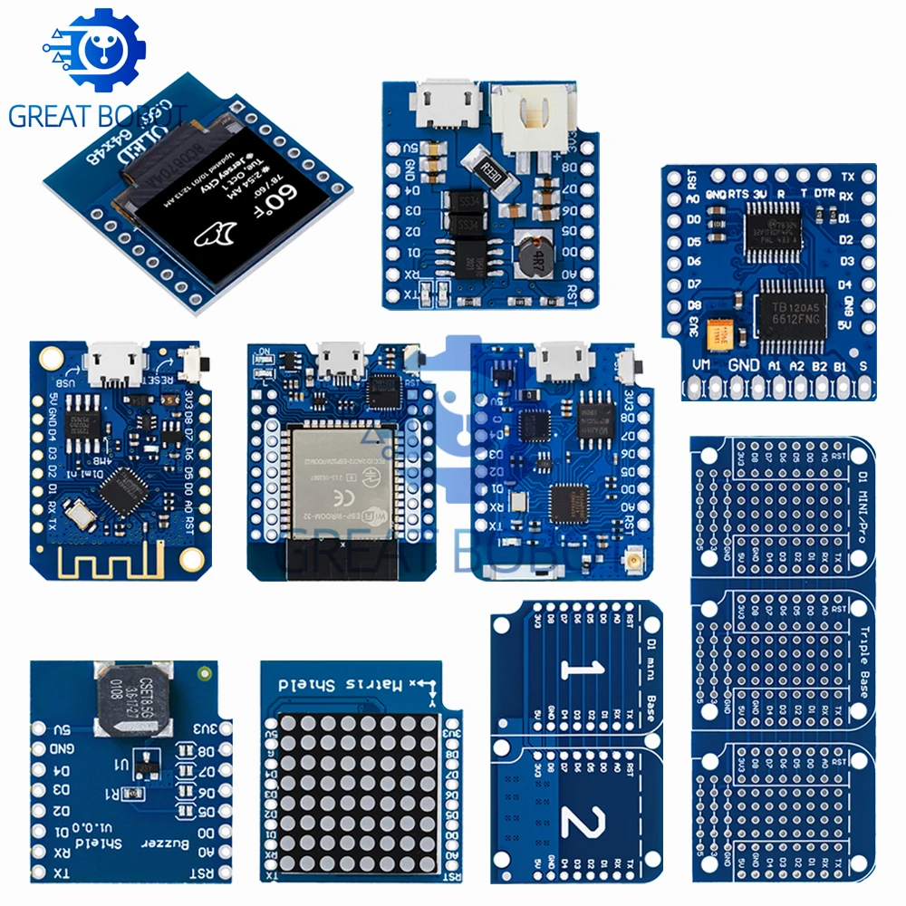 Фото Набор для начинающих ESP8266 D1 Mini Pro WiFi с OLED-дисплеем, датчиками DHT22, DS18B20, реле и драйвером двигателя для Arduino №5
