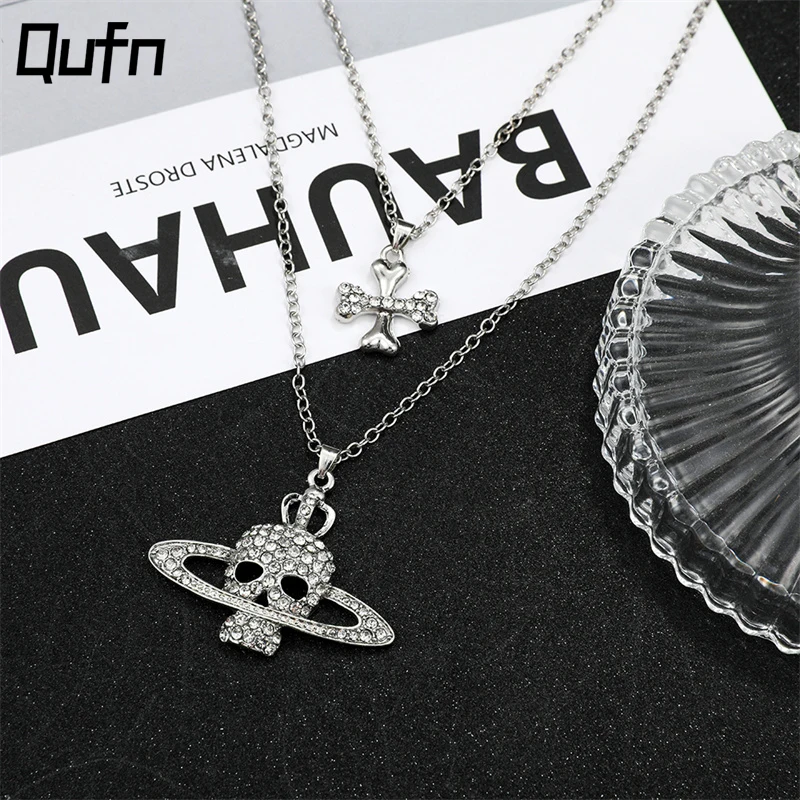 

HipHop Skull Cross Saturn Pendant Necklace Anime NANA Manga Cosplay Chains Jewelry Gift Fashion Saturn Necklace