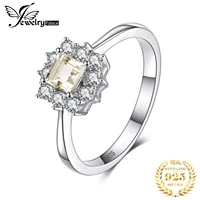 jewelrypalace classic square natural lemon quartz 925 sterling silver ring for women fashion halo statement engagement rings