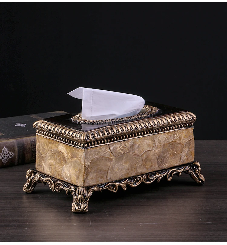 Resin Tissue Box Multifunction Luxury European Paper Rack Office Organizer Home dining table Car Paper towel storage 2