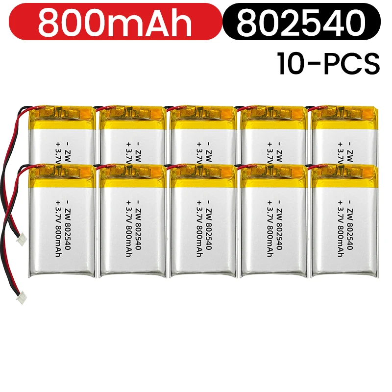 Фото 802540 Lipo 800 мАч 3,7 В 082540 Литиевая батарея Литий-полимерные батареи для фонарика Пульт дистанционного управления Ручные вентиляторы №1