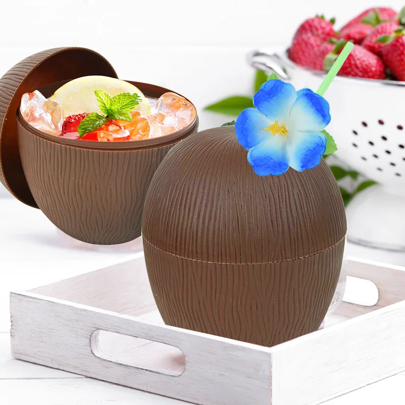 

12Pcs Hawaiian Party Coconut Pineapple Cups Luau Party Summer Beach Party Birthday Hawaiian Party Tropical Decoration