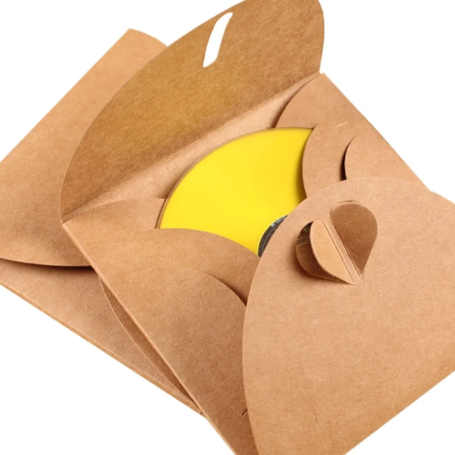 10 шт./лот 130*130 мм винтажный пакет из крафт-бумаги в форме сердца для CD оптических