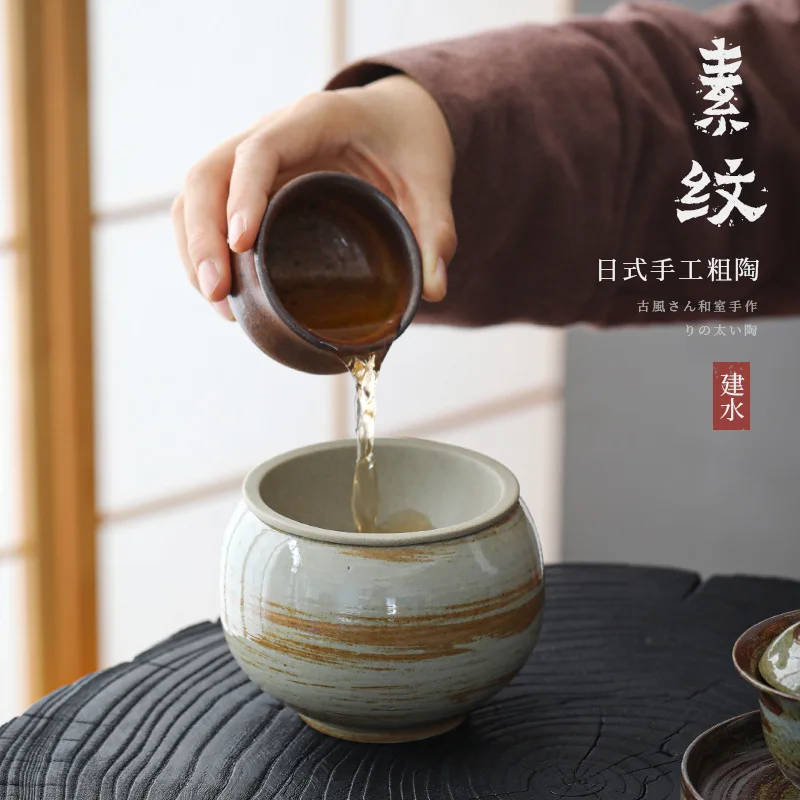 

Japanese Style Handmade Cover Tea Residue Barrel Tea Basin Cup Wash Writing-Brush Washer Ceramic Kung Fu Tea Ceremony Tea Wash