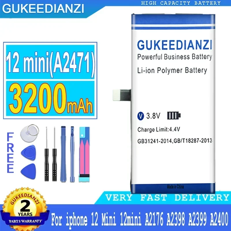 GUKEEDIANZI 12 Mini (A2471) Сменный аккумулятор 3200 мАч для Apple IPhone 12mini A2176 A2398 A2399 A2400 +
