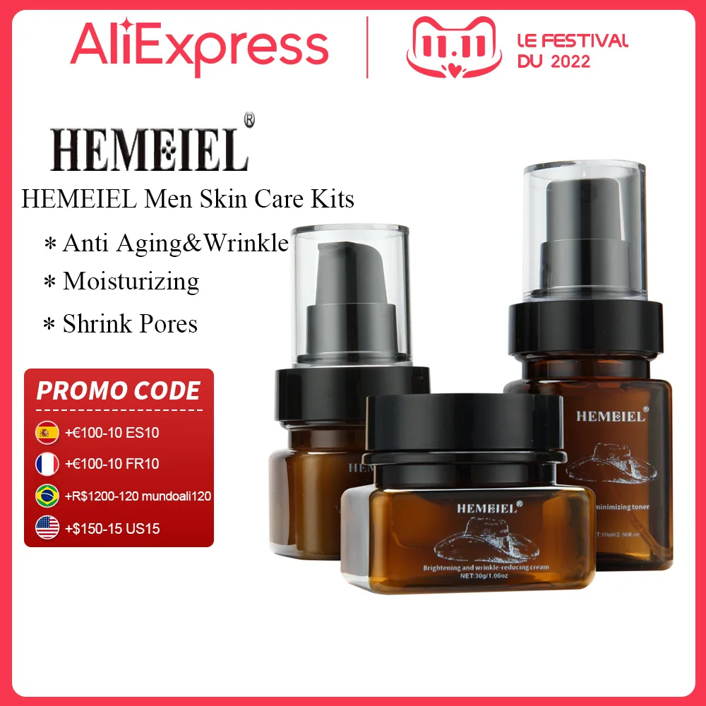 

Men Skin Repair Care Kits Deep Hydration Moisturizing Cream Facial Kit Set Anti Aging Wrinkle Shrink Pores Toner Kit Skincare