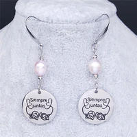spaini siempre juntas earrings for women stainless steel freshwater pearl silver color drop earring jewelry pendientes exs07