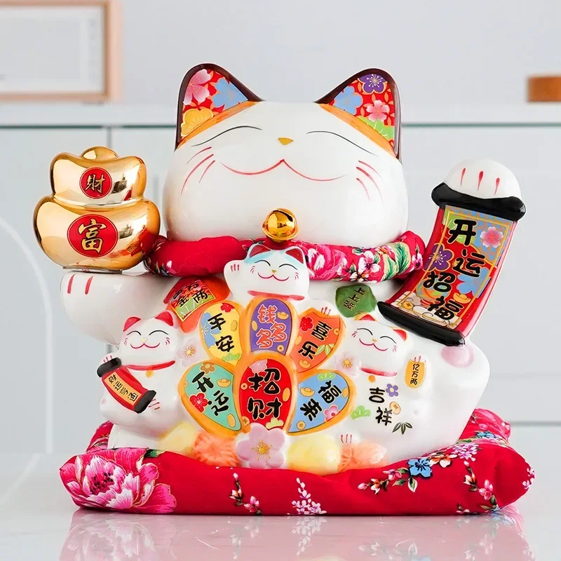 9 5-дюймовый керамический орнамент Макаки Неко фэн-шуй Lucky Fortune Cat копилка