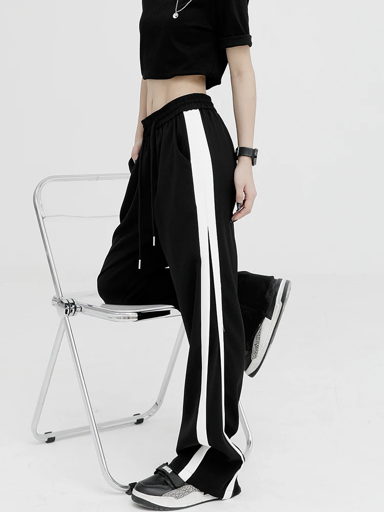 

Summer Wide Leg Pants For Women Casual Elastic High Waist 2022 New Fashion Loose Long Pants Striped Sweatpants