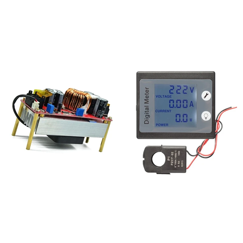 

Hot Single Phase Digital Electric Saver Power Meter Wattmeter & 1800W 40A DC-DC 10-60V By Fan For 12-90V Boost Power Module