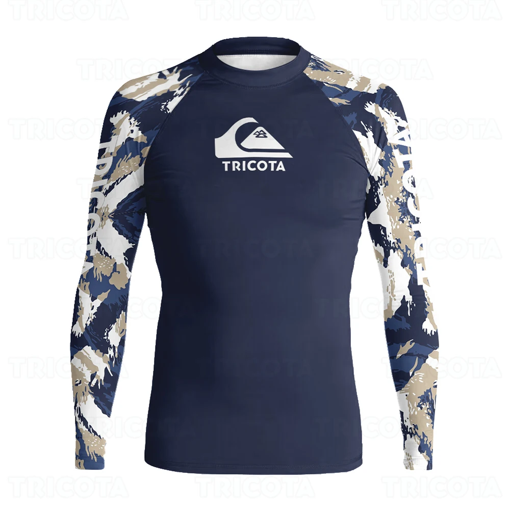 

TRICOT Rash Guard Men UPF 50+ Long Sleeve Splice UV Sun Protection Basic Skin Surfing Diving Swimming Swimsuit T Shirt Rashguard