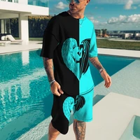 summer casual loose mens set men set tracksuit streetswear graphic tees the king pattern 2022 new t shirts mens set