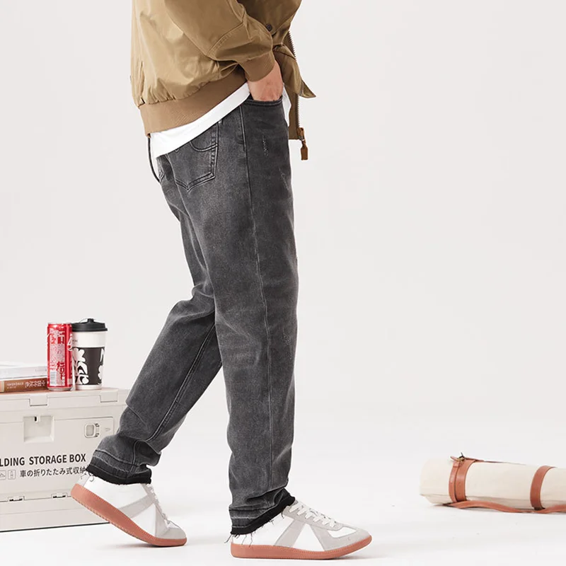 Men Clothing 2022 New Pattern Vintage Black Jeans Straight Cylinder Loose Large Mopping The Floor Wide Leg Trousers Autumn Women