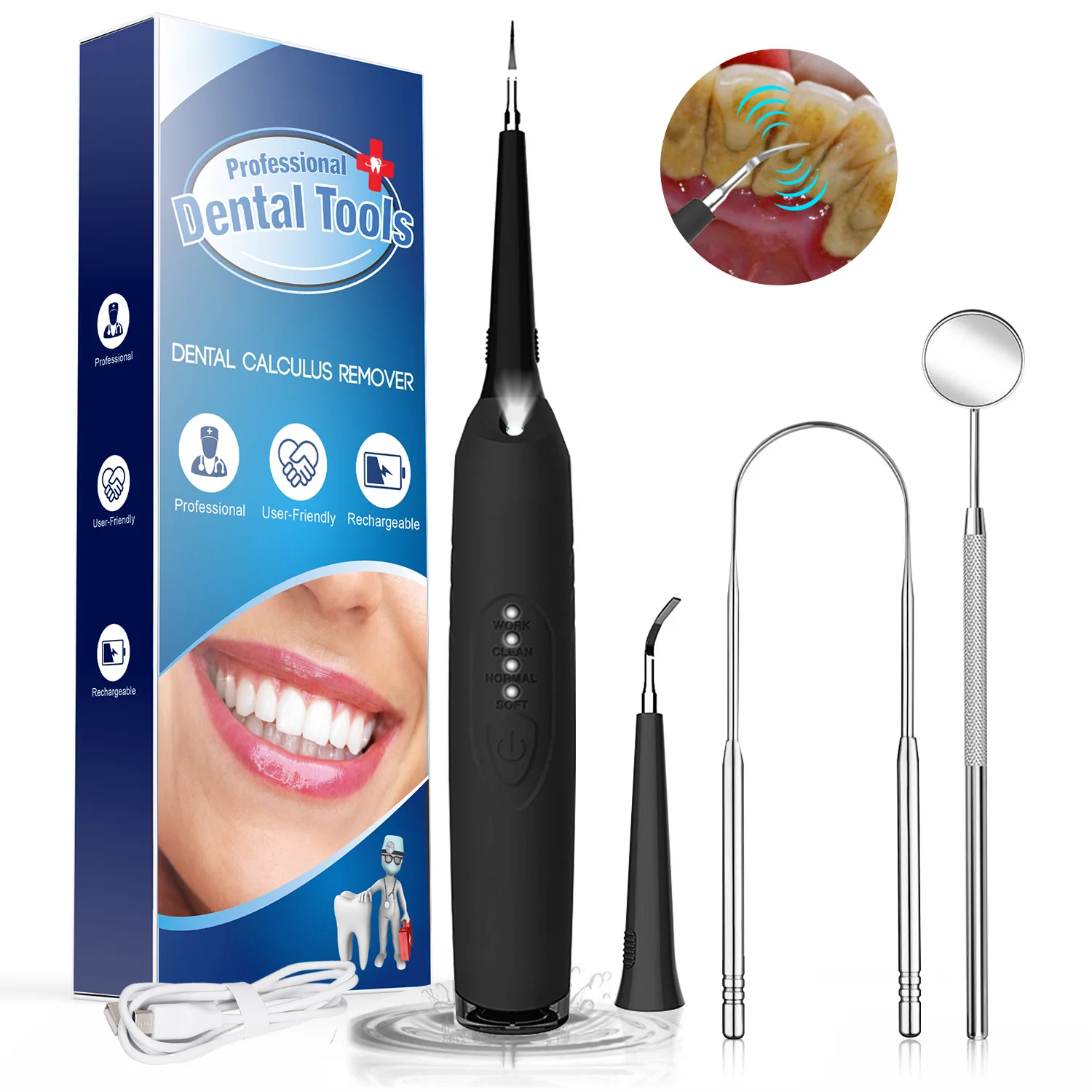 

Ultrasonic Irrigator Electric Dental Scaler Calculus Oral Tartar Remover Tooth Stain Cleaner LED Teeth Whitening Cleaning tools