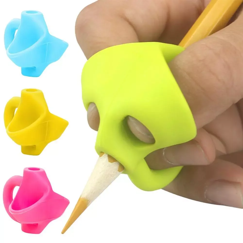 

3 Finger Silicone Pencil Pen Holder Children Writing Learning Tool Stationery Aid Grip Posture Correction Device 3 Piece/ Set