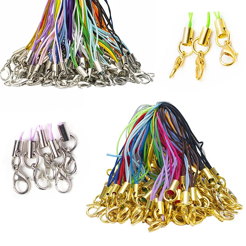 50Pcs Gold Rhodium Keychain Rope With Lobster Clasp Lanyard Lariat Strap Cords DIY Keyring Pendant Cord Jewelry Making Supplies