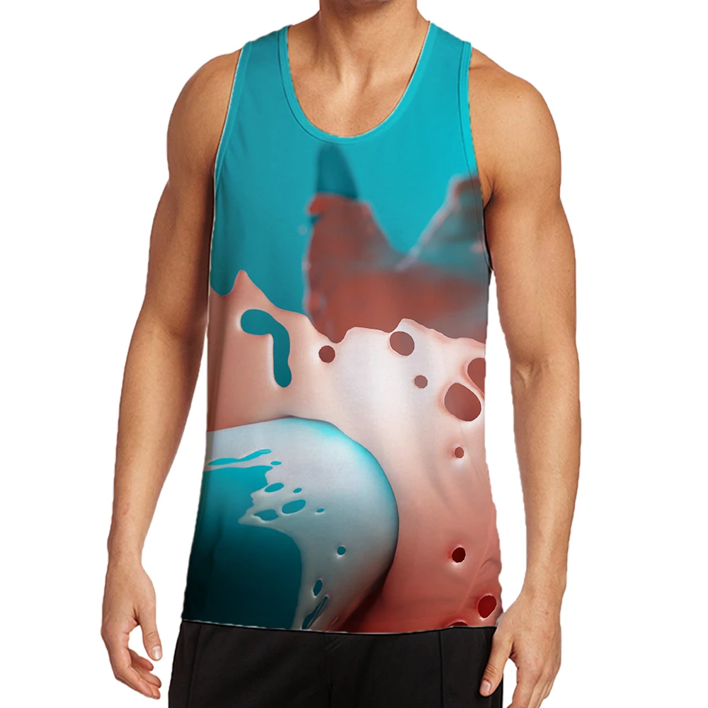 

Jumeast 3D Печатный мяч чернильный жилет с круглым вырезом цветной свободный без рукавов для тренажерного зала майка для мужчин Новая повседнев...