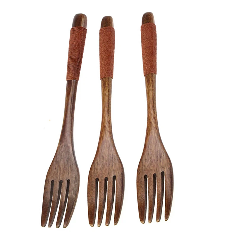 

3 шт., вилки и столовые приборы из натурального дерева