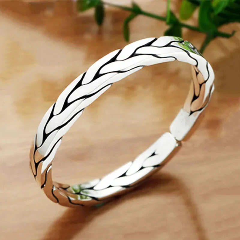 

Женский плетеный браслет из тайского серебра, оригинальный дизайнерский браслет в китайском стиле ретро