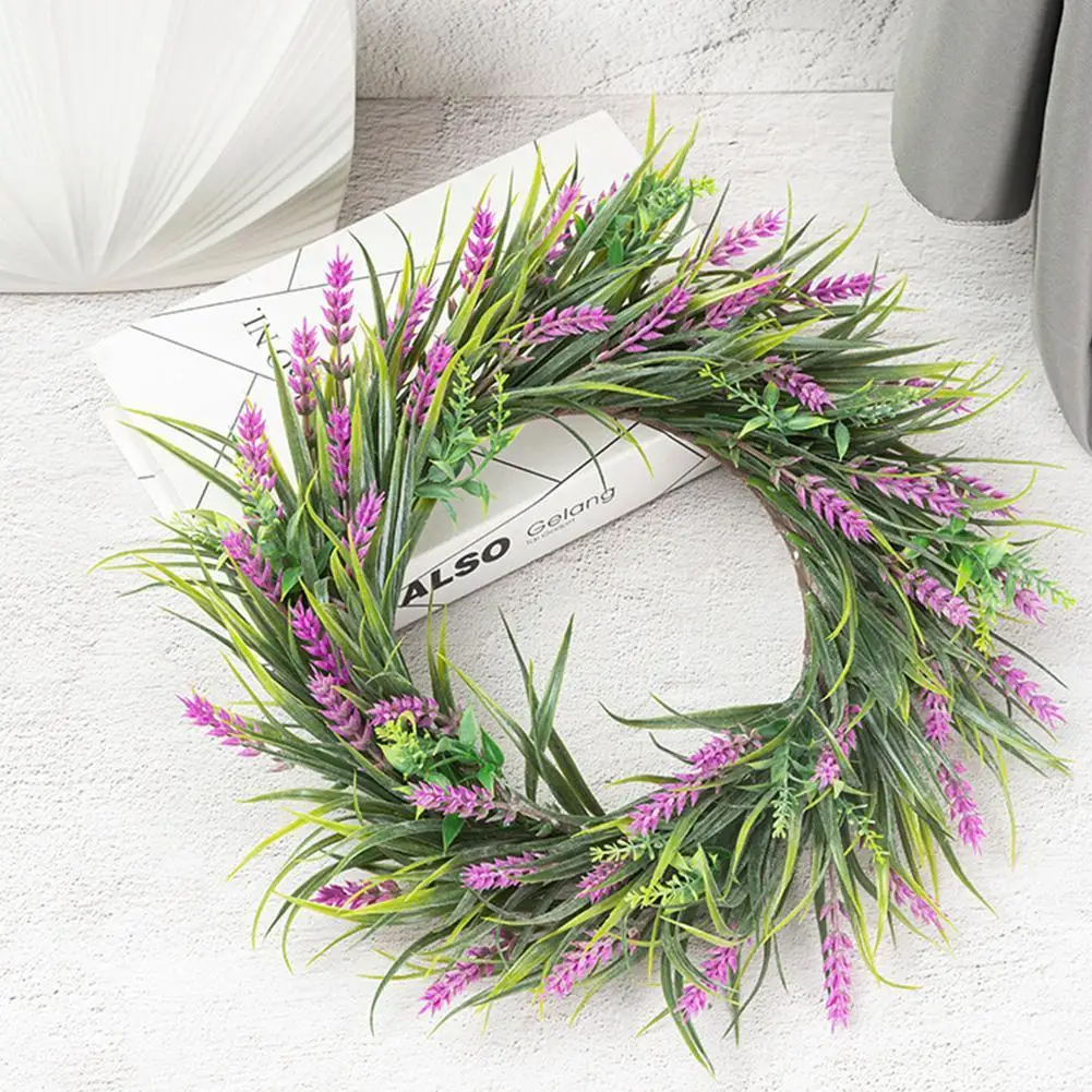 

Artificial Lavender Wreath For Front Door Greenery Leaves Wreath For All Seasons Floral Wreath For Wedding Party Home Door J0E3