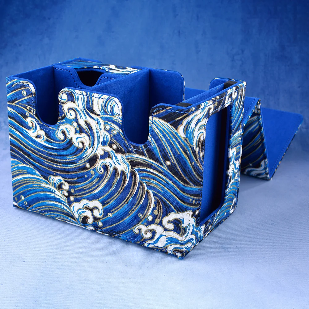 Gacha Deck Box Trading Storage Box TCG Commander Магнитная коробка из искусственной кожи Wave Blue Японская золотая фольга с принтом для карты PTCG YGO в подарок (art.: 3920cf3044e62) - 3920cf3044e62