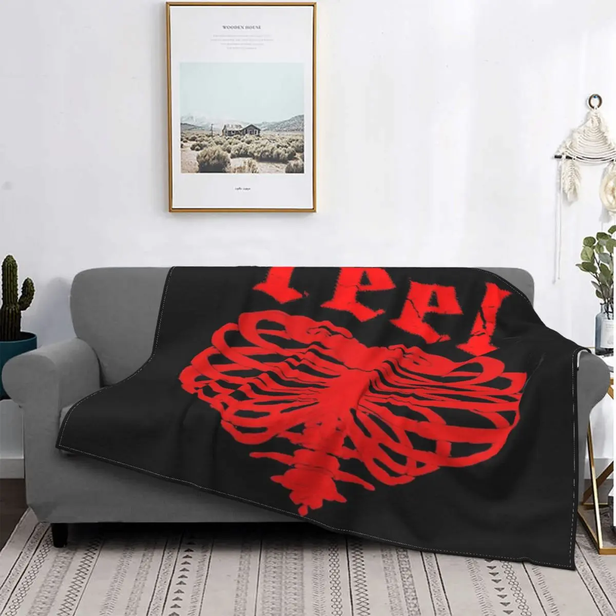 

Manta a cuadros con estampado de corazón y esqueleto para cama, manta de playa con capucha, con sensación de amor