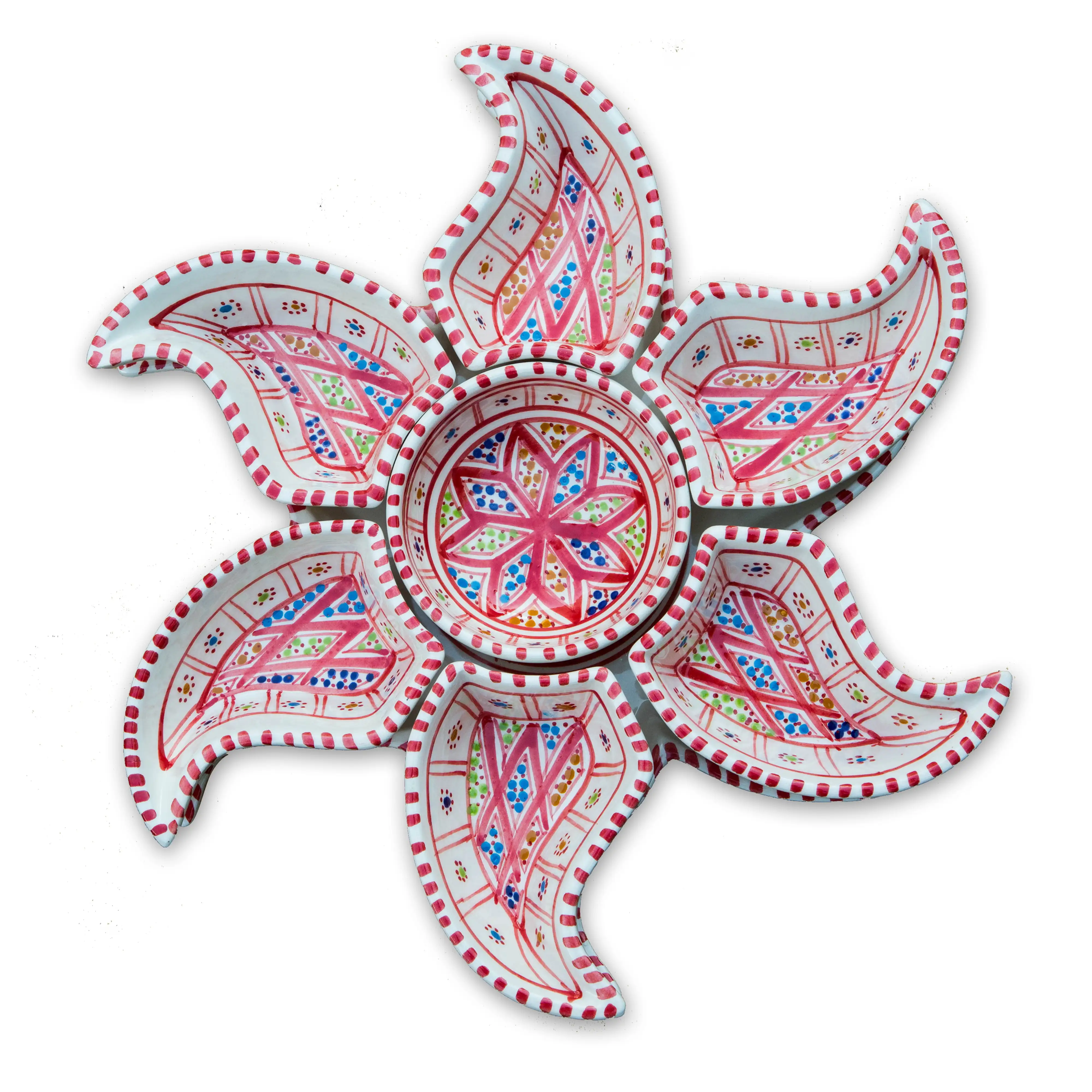 

8 Piece Star Dippers Plate Set & Serving , Hand-Painted Ceramic Serving Dishes and Trays for Celebrations, Parties and Events (