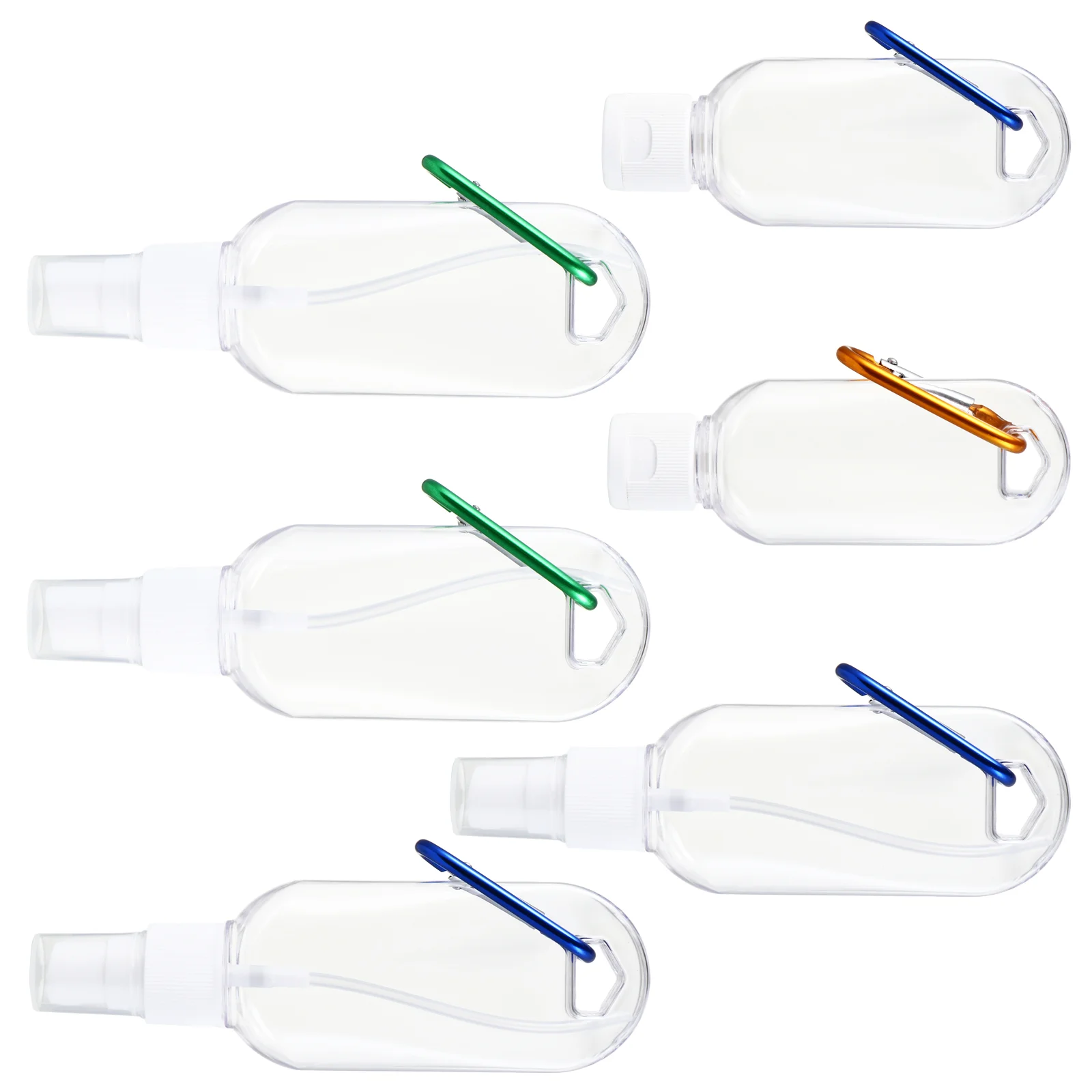 

6 Pcs Mini Plastic Bottles Hook Keychain Portable Subpackaging Liquid Empty Container Travel Keyring