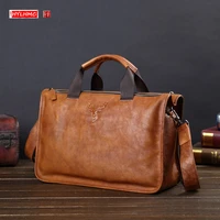 genuine leather mens handbag leather men bag casual business briefcase shoulder messenger bag computer bags fashion trend