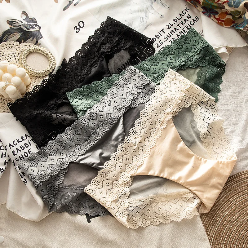 

Хлопковое нижнее белье в европейском стиле, сексуальные кружевные трусики, женские бесшовные трусики с средней талией, женское сексуальное...