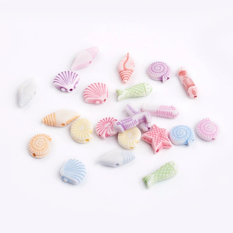 140 Шт./50 Г Акриловые Бусины Разных Цветов 10-15x11x4-5 Мм С Отверстием 2