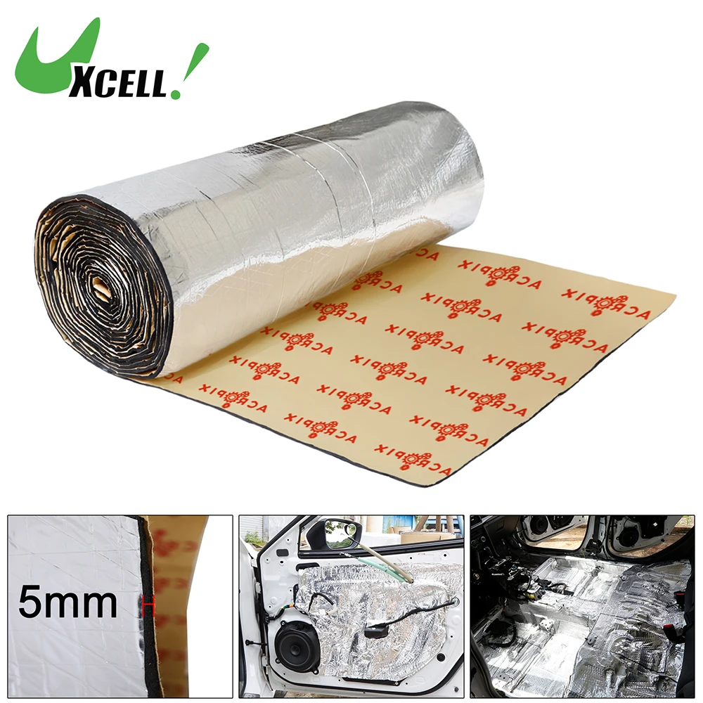 

Uxcell 5mmx63cmx100cm 6.8sqft Car Firewall Heat Sound Deadener Insulation Mat Aluminium Self-adhesive Noise Insulation for Cars