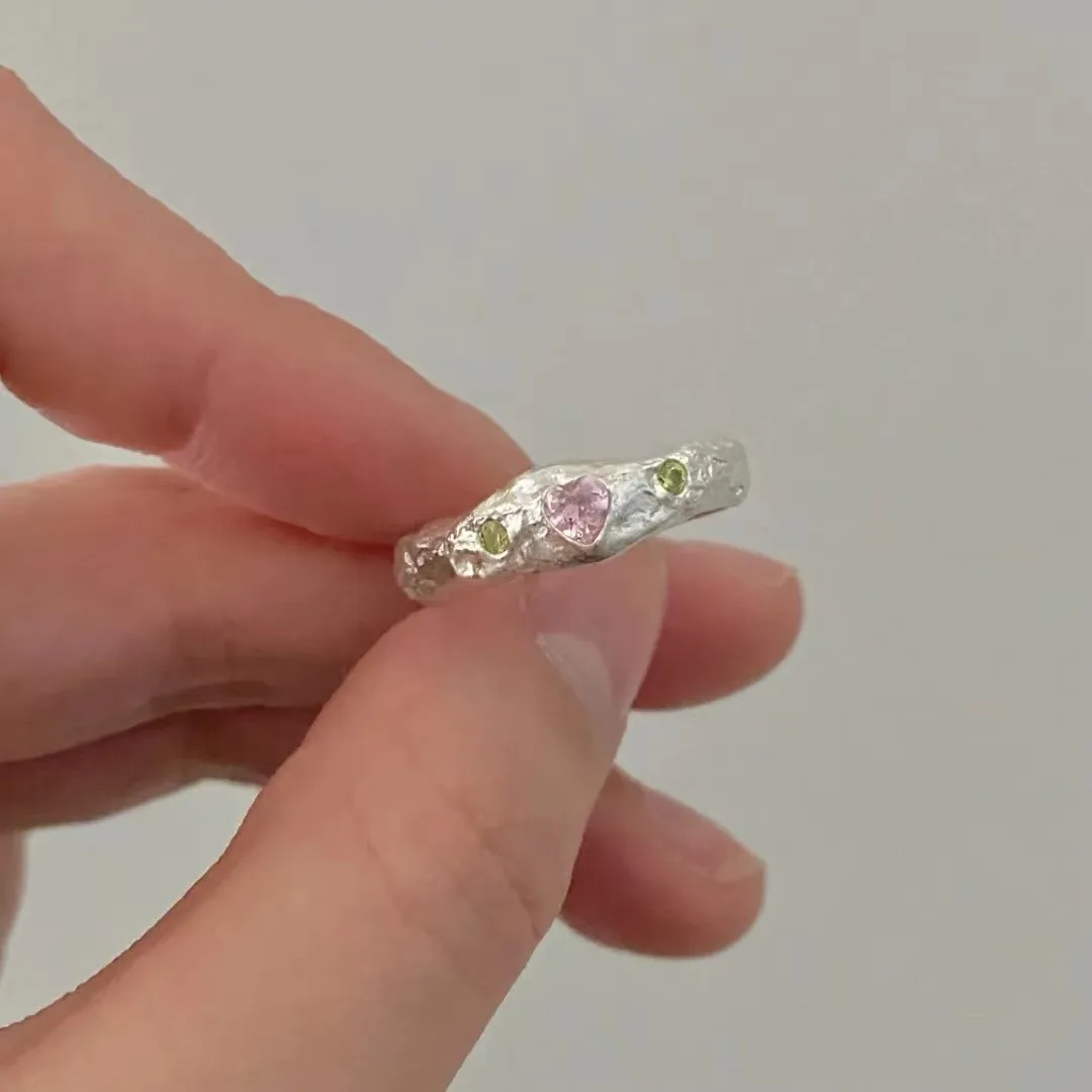 

Fashion Silver Color Heart Zircon Adjustable Rings Pink/Purple Engagement Wedding Ring Cocktail Party Jewelry for Women Female