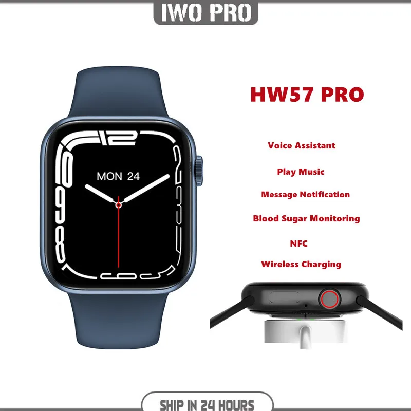 

2022 HW57 PRO 1.77Inch Smartwatch Blood Glucose Monitoring Men Women NFC Location Sharing PK D20 W27 IWO 13 HW22 Plus W37pro W26