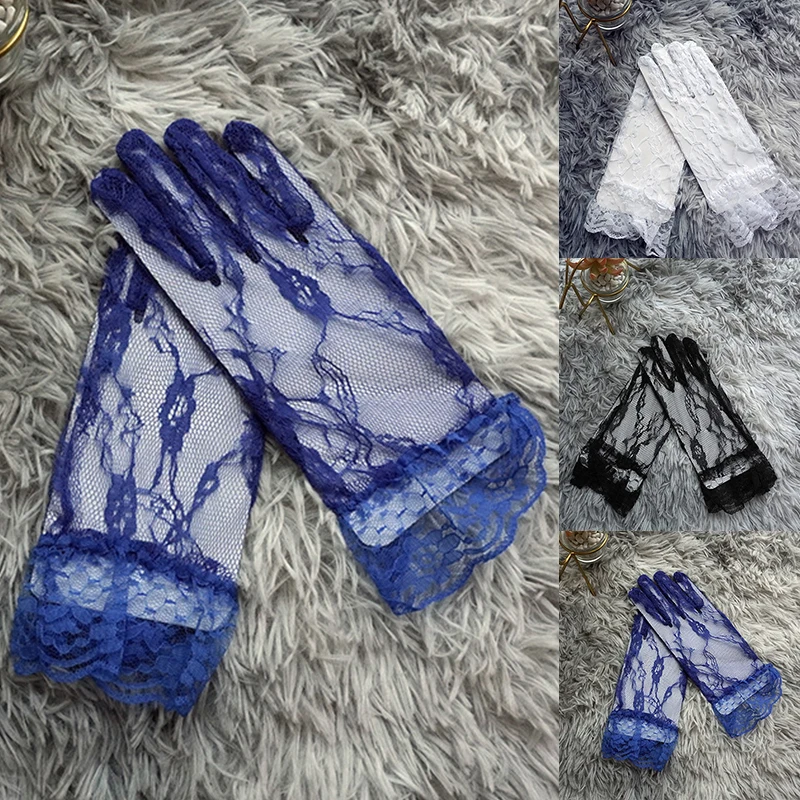 

Lace Pattern Lace Sunscreen Gloves For Ladies Simple All-match Sexy Short Gloves Summer Lace Party Full Finger Sunscreen Mittens