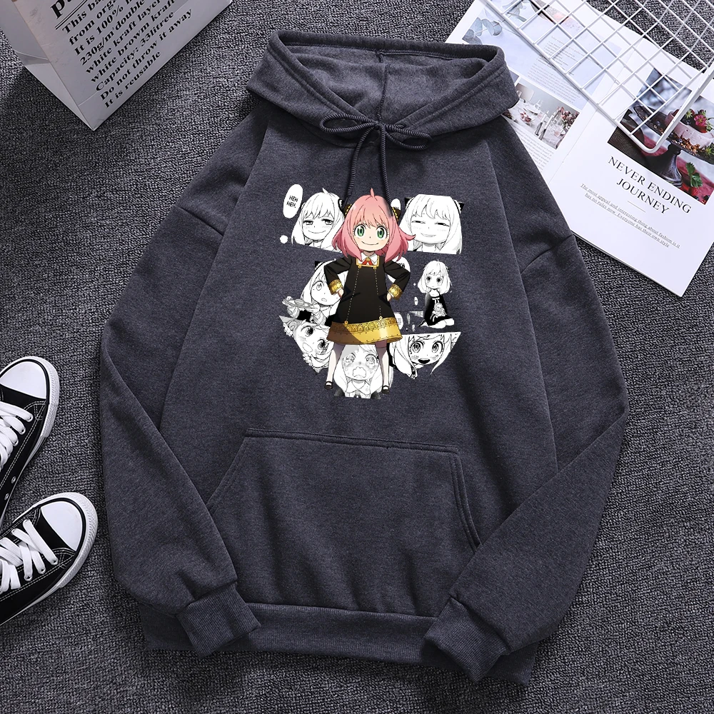 

Толстовка мужская с капюшоном и принтом персонажа мультфильма X Family Anya, свободная одежда в стиле Харадзюку, Свитшот в стиле хип-хоп, пуловер, ...